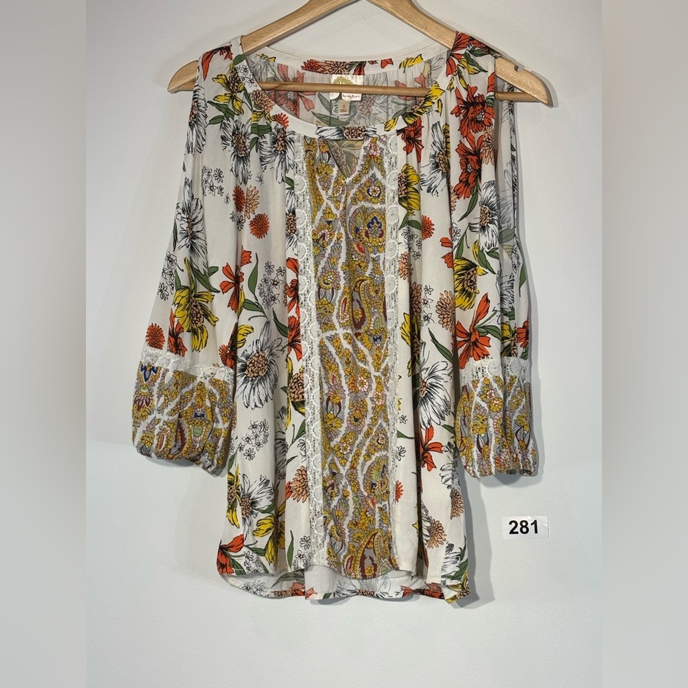 Fig‎ and Flower Multicolor Floral Blouse  Size S